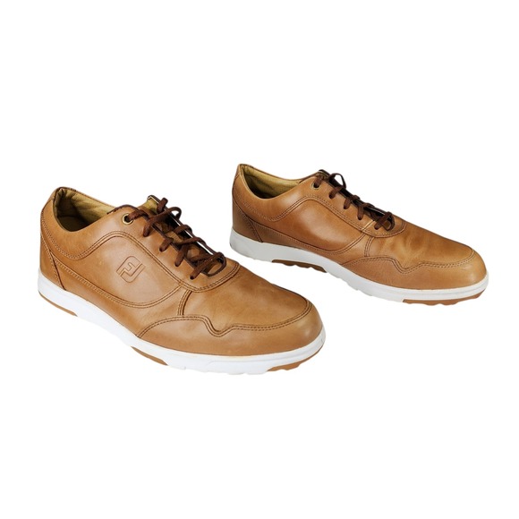 FootJoy Leather Golf Shoes Mens sz 10.5M Spikeless Brown Lace Up Sneakers 54514 - Picture 1 of 12